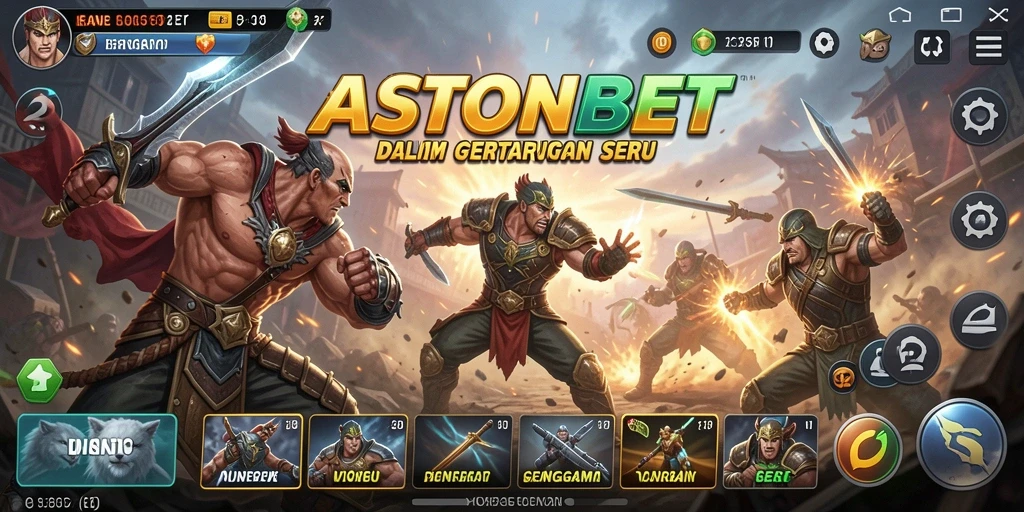 Screenshot gameplay ASTONBET menunjukkan pertarungan menegangkan antar karakter.