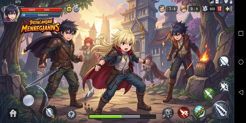 Tampilan menarik dari gameplay D73 yang penuh aksi dan karakter anime.