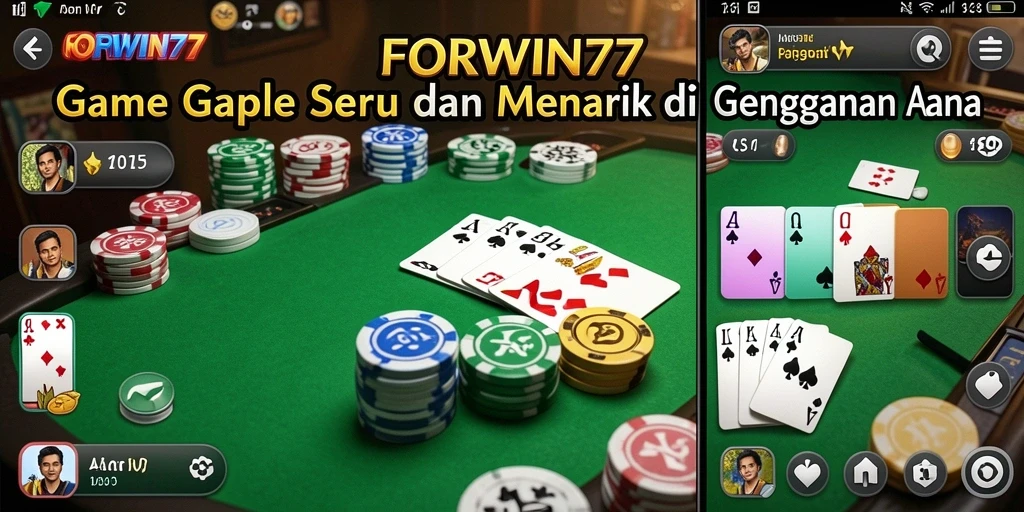 Tampilan gameplay seru Gaple di FORWIN77 dengan teman-teman.