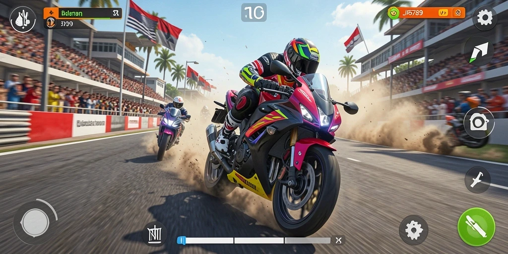 Tampilan gameplay seru di JP6789 dengan trek balapan yang menantang.