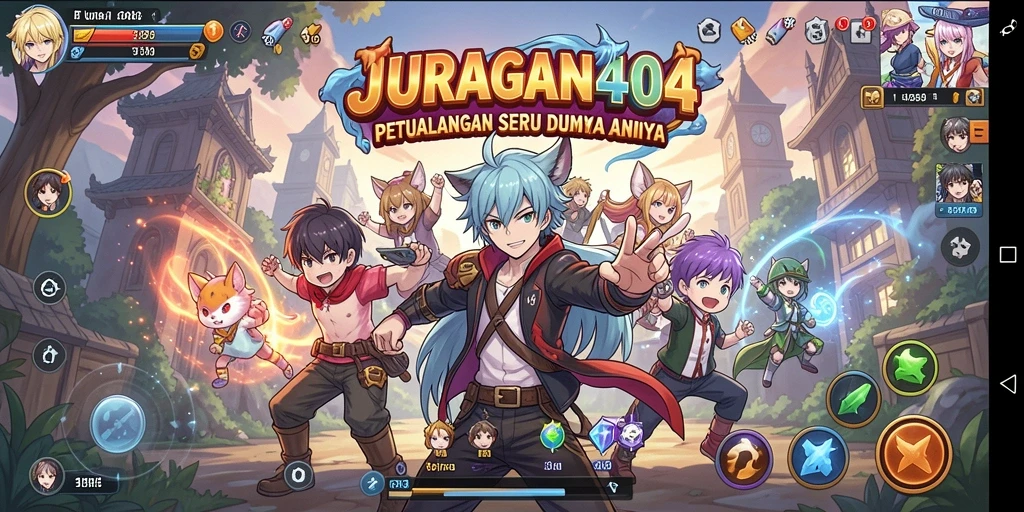 Tampilan screenshot JURAGAN404 menampilkan pertarungan karakter Anime yang epik.