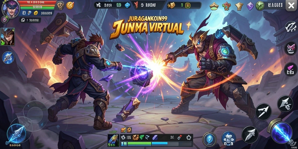 Tampilan gameplay seru dari JURAGANKOIN99 dengan aksi pertarungan yang mendebarkan.