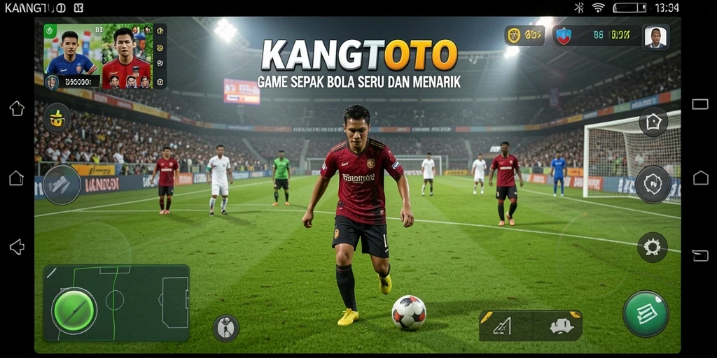 Screenshot gameplay KANGTOTO menunjukkan aksi seru permainan sepak bola.