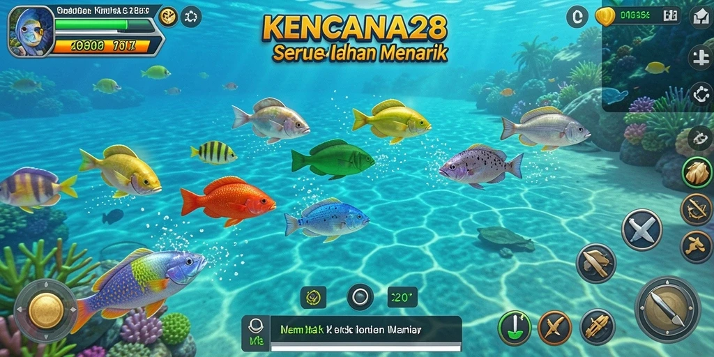 Tangkapan layar gameplay KENCANA28 menampilkan aksi seru dalam menembak ikan.