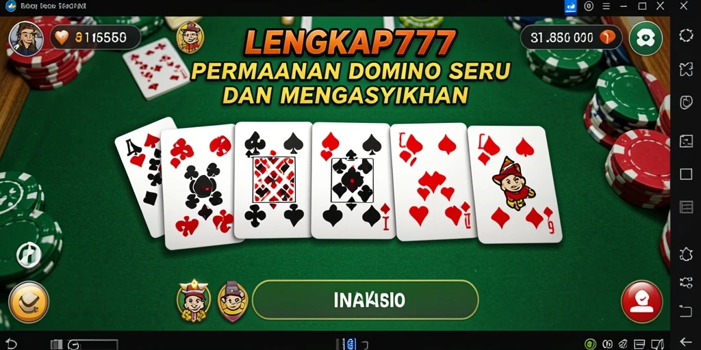 Screenshot gameplay LENGKAP777 dengan tampilan dominonya yang menarik.