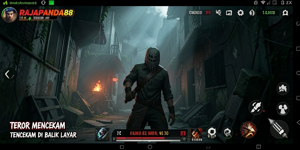 Screenshot menampilkan suasana mencekam dari gameplay RAJAPANDA88.